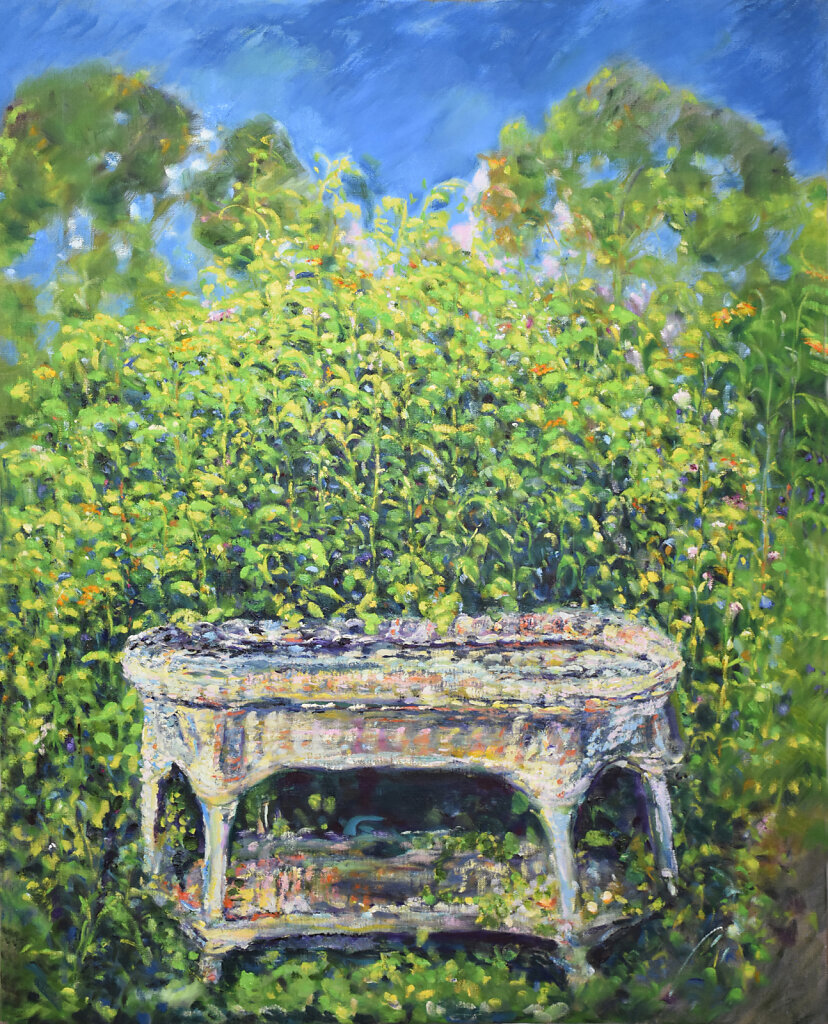 Wicker Table in Weeds